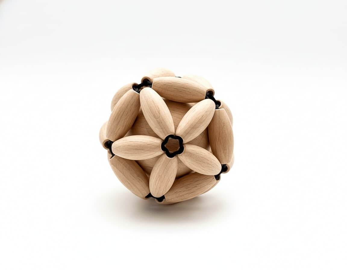Icosahedron made of wooden beads